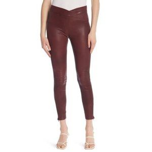 FRAME Overlap Pull-On Lamb Leather Leggings